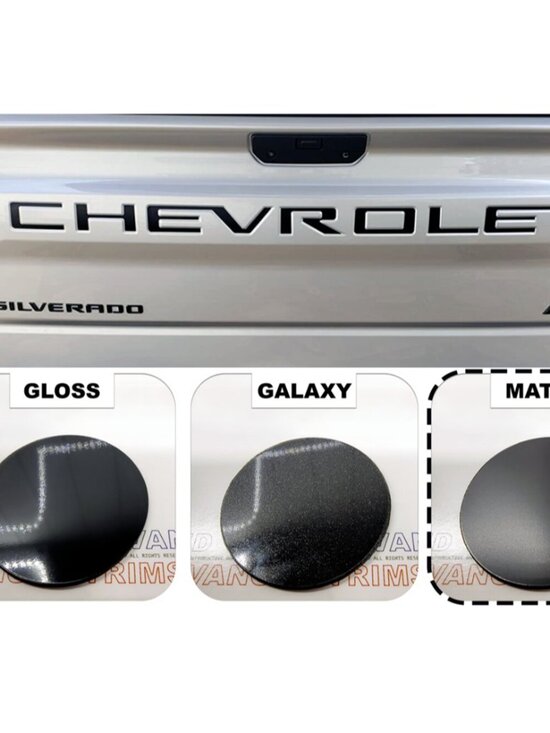 Advanced Trims Other - Black Matte Raised Tailgate letters Chevrolet Silverado 2019-2024 Inserts